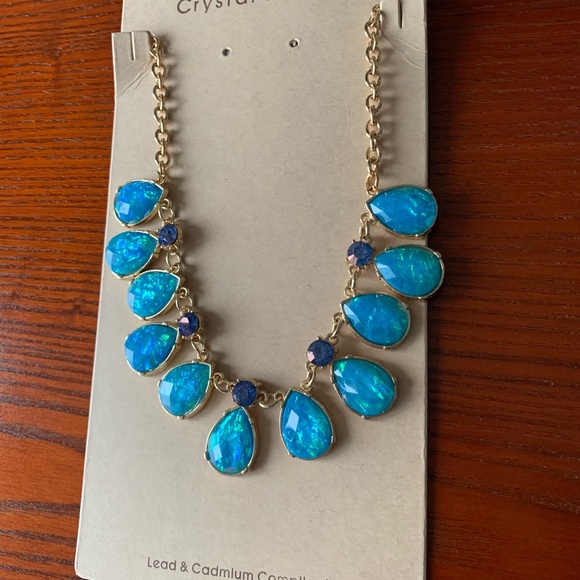 Blue Iridescent Drop Necklace - Picture 3 of 4